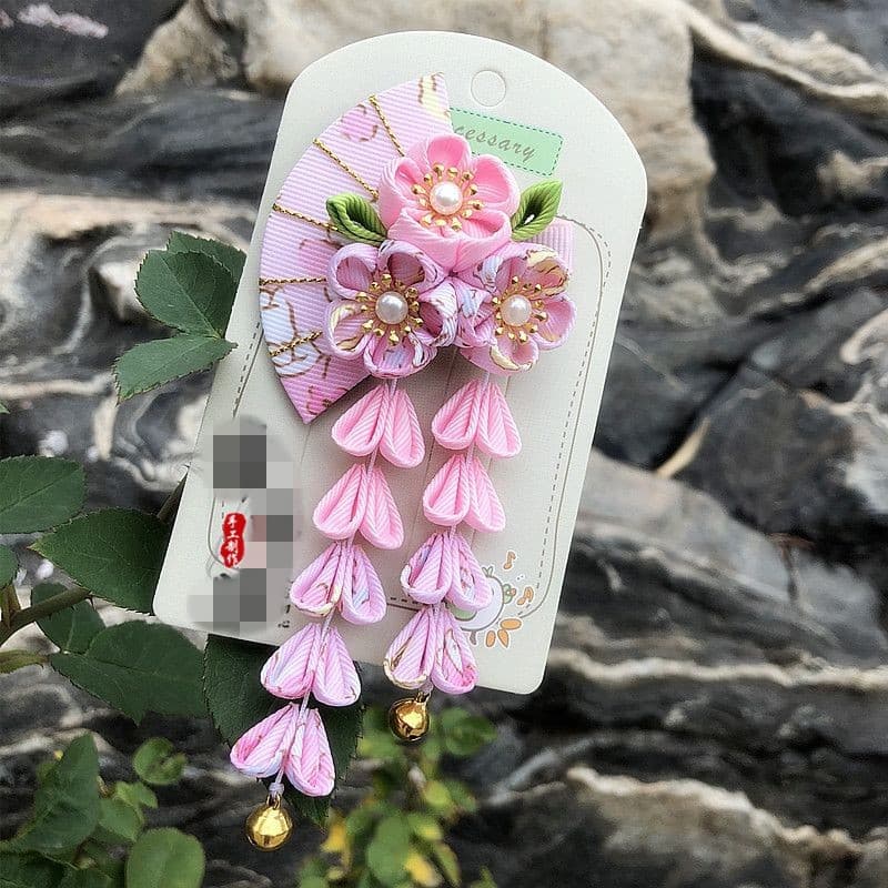髪 飾り 桜舞い つまみ細工 かんざし