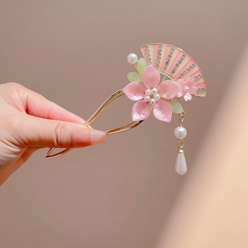 髪 飾り 扇と桜の髪飾り かんざし