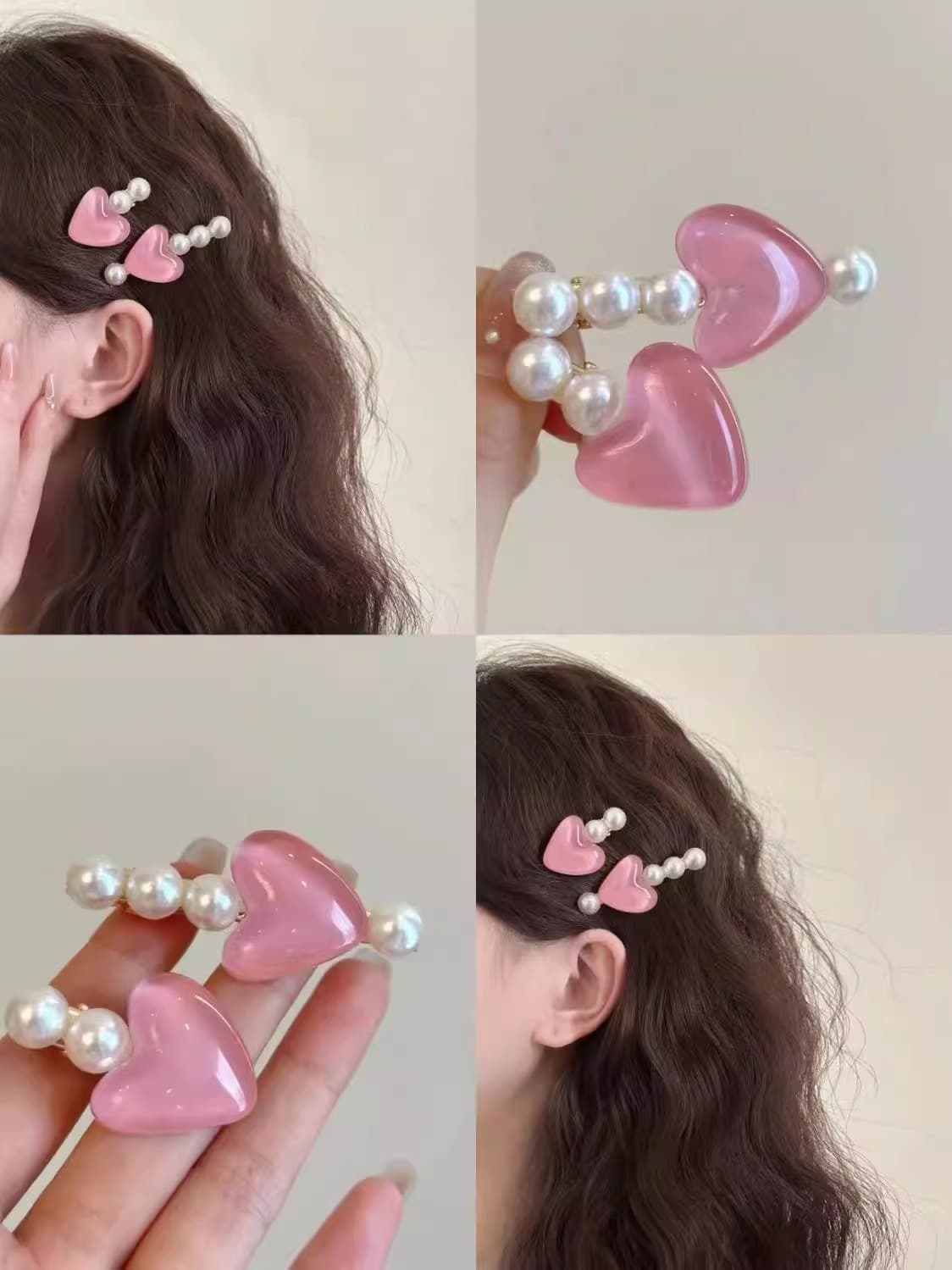 髪 飾り ハート&パール きらめき ヘアピン