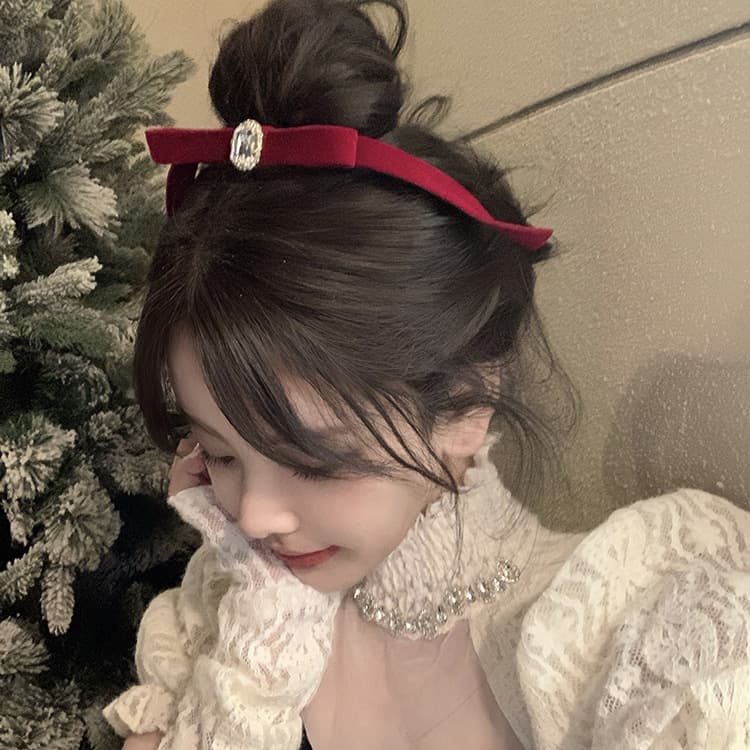 髪 飾り クリスタルリボン ヘアアクセサリー