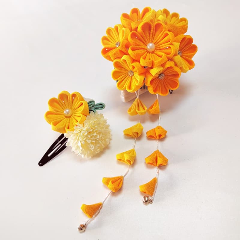 髪 飾り つまみ細工 しだれ菊かんざし