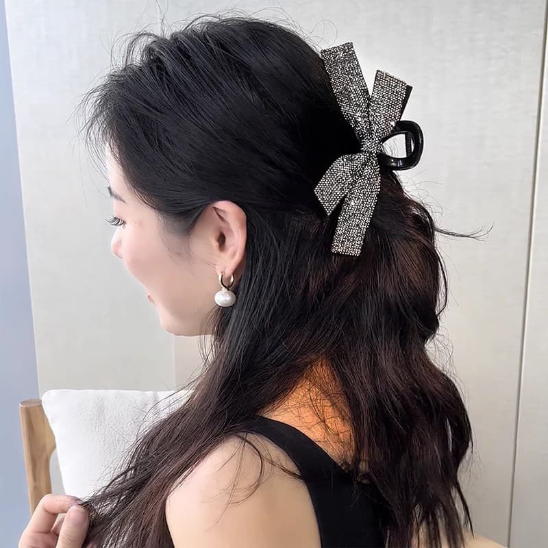 髪 飾り きらめきリボンヘアクリップ
