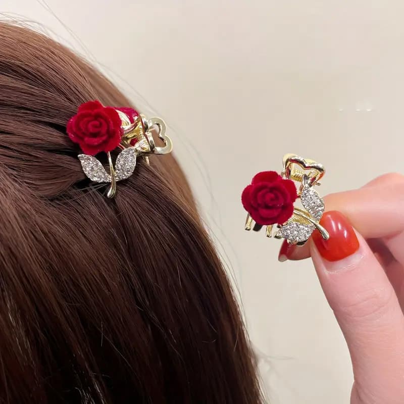 髪 飾り きらめき薔薇の蝶々かんざし