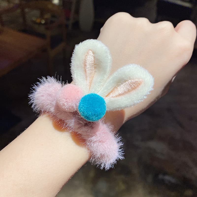 髪 飾り もふもふうさぎ耳のヘアゴム