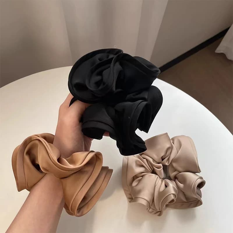 髪 飾り シフォン シャイニー リボン シュシュ