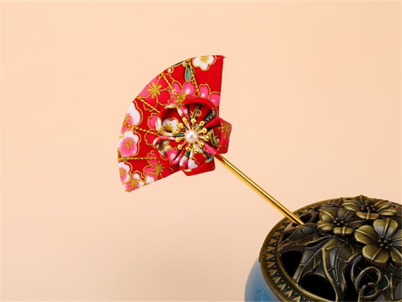 髪 飾り 扇子型かんざし 華飾り