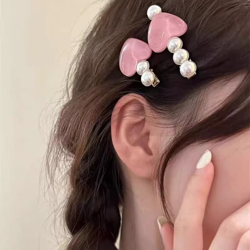 髪 飾り ハート&パール きらめき ヘアピン