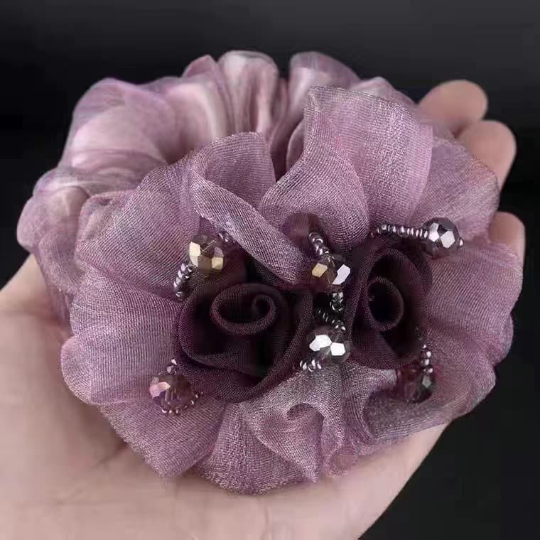 髪 飾り 上品な花びら シフォン シャンデリア 髪飾り