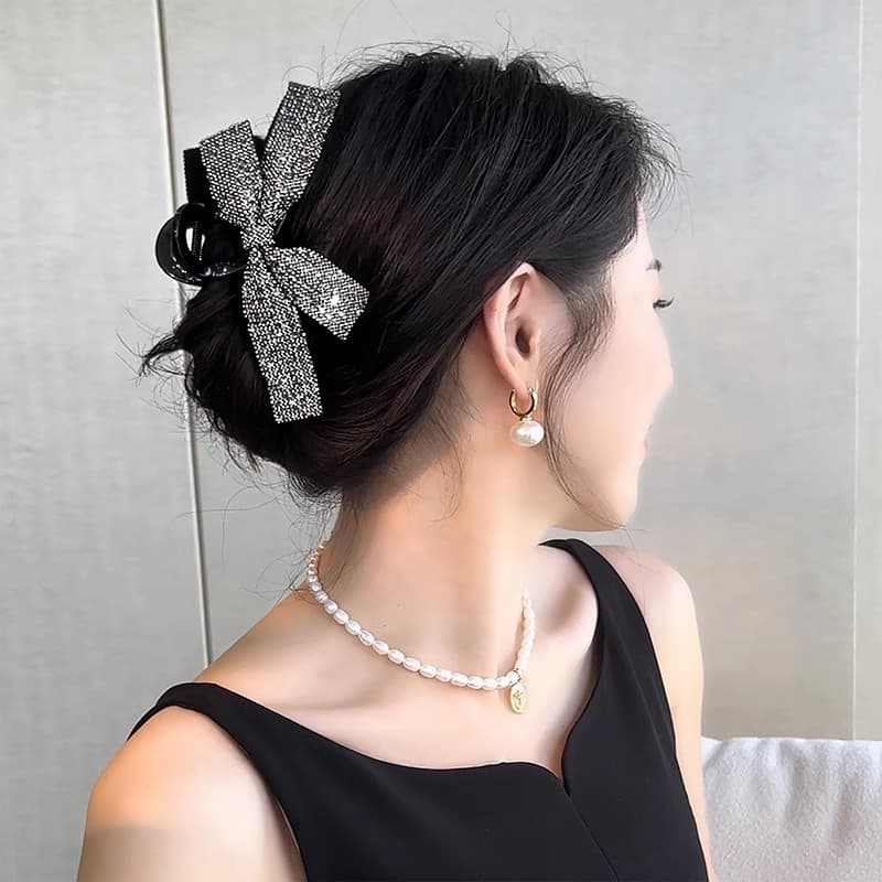 髪 飾り きらめきリボンヘアクリップ