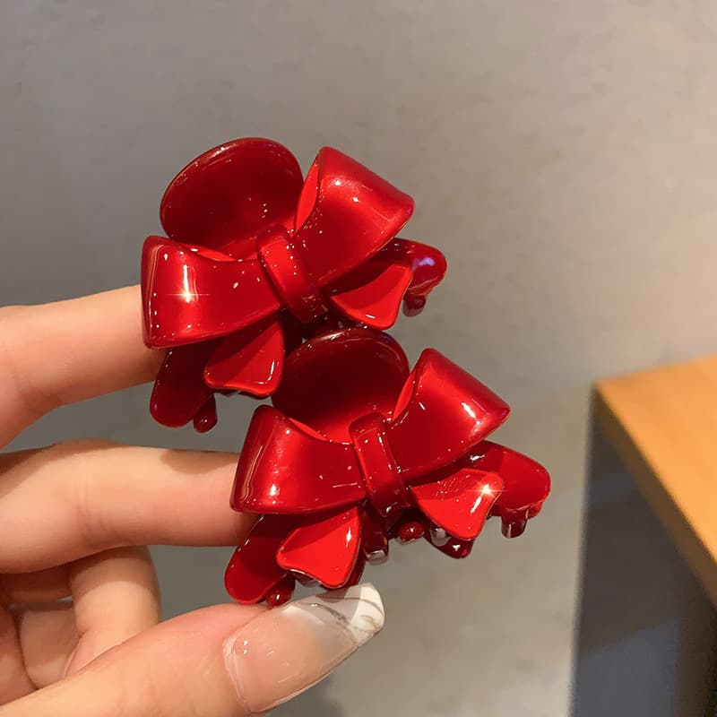 髪 飾り リボンモチーフ クリアヘアクリップ