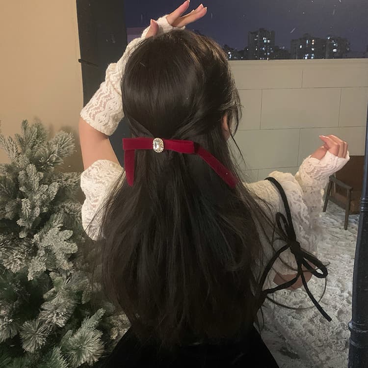 髪 飾り クリスタルリボン ヘアアクセサリー