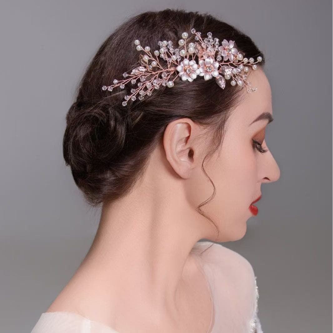 髪 飾り 優美な花びら パール ヘアコーム