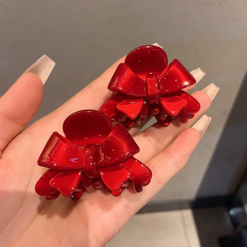 髪 飾り リボンモチーフ クリアヘアクリップ