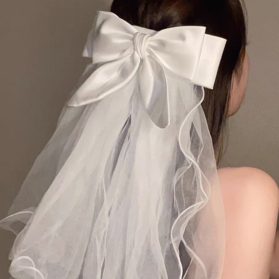 髪 飾り 優美なチュールリボン髪飾り