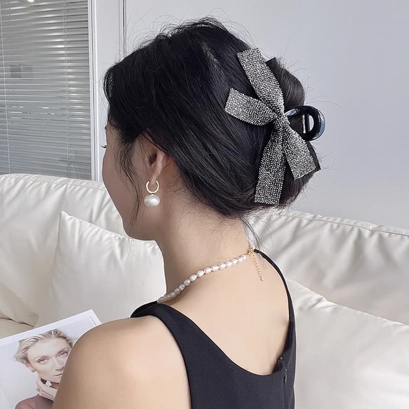 髪 飾り きらめきリボンヘアクリップ