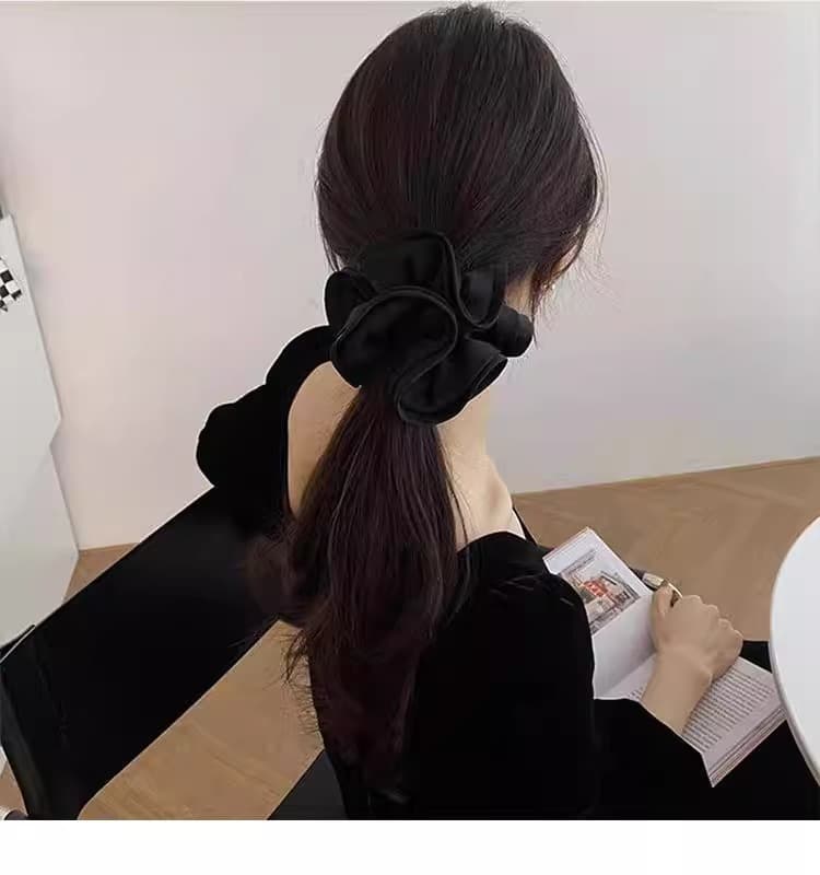 髪 飾り シフォン シャイニー リボン シュシュ